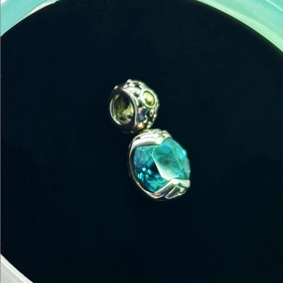 Blueish Green Topaz Sterling 18K Charm Enhancer Pendant - Picture 2 of 7